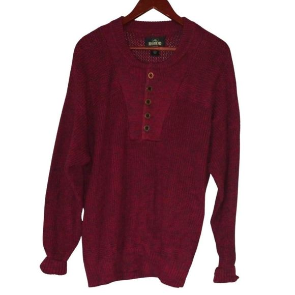 RedHead Large Red Sweater EUC Mens Henley Sweater - Picture 3 of 9